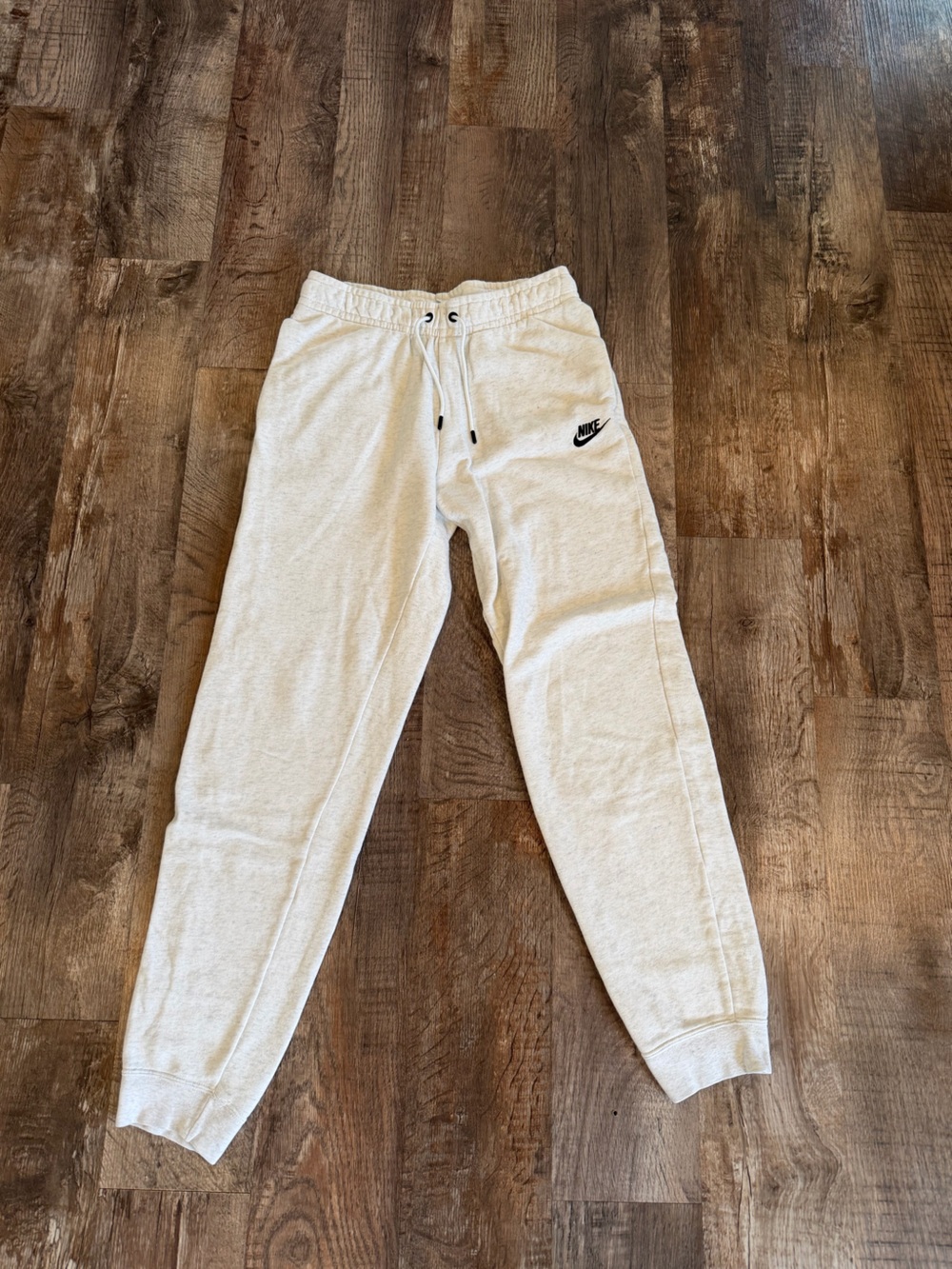 Nike Off-White/Light Gray Fleece Joggers with Embroidered Swoosh